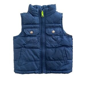 GapKids Boys Blue Reversible Puffer Vest 12-18M Toddler Lightweight Warm Classic